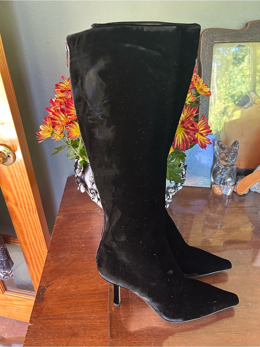 Jimmy Choo EU 39.5 Black Velvet Boots NWOB